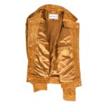 WeeBroz Men's Tan Leather Biker Jacket Suede Trucker Style - Image 7