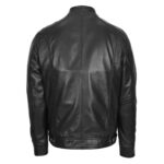 WeeBroz Men's Black Soft Leather Biker Jacket Casual Plain Zip Style - Image 2