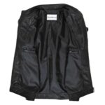 WeeBroz Men's Black Soft Leather Biker Jacket Casual Plain Zip Style - Image 6