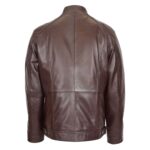 WeeBroz Men's Brown Soft Leather Biker Jacket Casual Plain Zip Style - Image 2