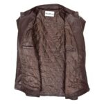 WeeBroz Men's Brown Soft Leather Biker Jacket Casual Plain Zip Style - Image 6