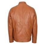 WeeBroz Men's Tan Soft Leather Biker Jacket Casual Plain Rider Style - Image 2
