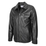 WeeBroz Men's Black Soft Leather Biker Jacket Plain Zip Box Casual Style - Image 4