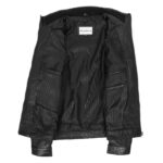 WeeBroz Men's Black Leather Biker Jacket Standing Collar Style - Image 6