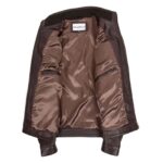 WeeBroz Men's Brown Leather Biker Jacket Standing Collar Biker Style - Image 6