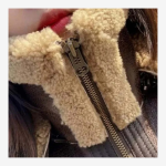 WeeBroz Women's Sheepskin B3 Bomber Jacket | RAF Aviator Pilot Flying Coat | Brown Double Collar Shearling Leather Jacket - Image 4