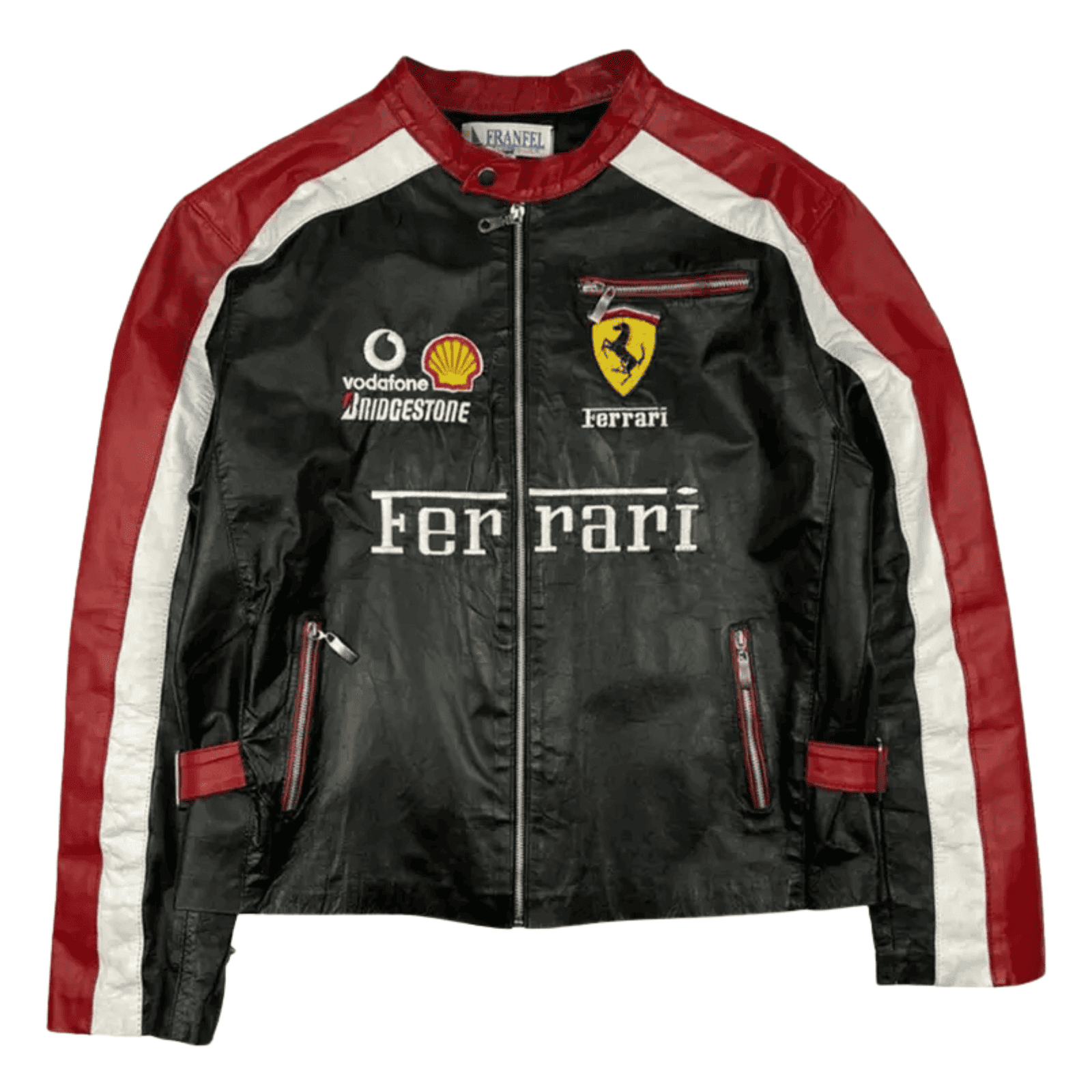 Ferrari_F1_Motorbike_Jacket_1 Handmade Men’s Ferrari Black Leather Racing Jacket F1 Inspired Biker Coat - Image 1