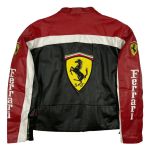 Handmade Men’s Ferrari Black Leather Racing Jacket F1 Inspired Biker Coat - Image 2