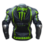 Men’s Kawasaki Black Racing Leather Jacket CE Approved Biker Coat - Image 2