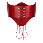 Handcrafted Victorian Red Leather Overbust Corset Steel Boned Gothic Basque for Waist Training - Image 3