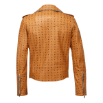 MCM Style Leather Jacket Genuine Cowhide Handmade Biker Racing Jacket - Image 3