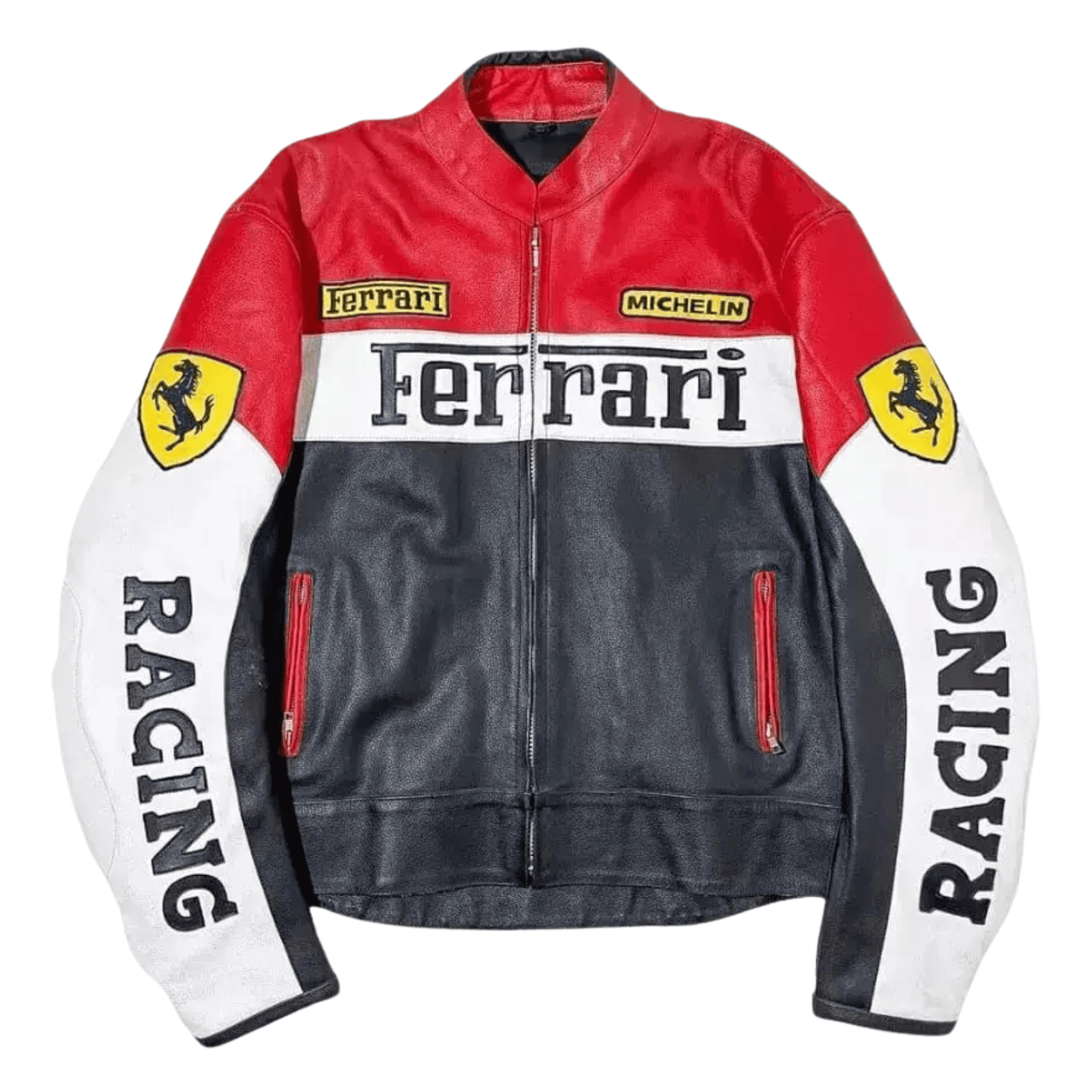 ferrari_racing_jacket_1 Men’s Ferrari Racing Leather Jacket Red Moto Biker F1 Style - Image 1