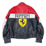 Men’s Ferrari Racing Leather Jacket Red Moto Biker F1 Style - Image 2