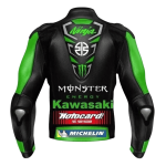 Handmade Men’s Kawasaki Ninja Green Monster Leather Motorcycle Jacket - Image 2
