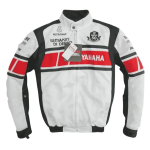 Handmade Men's Yamaha Racing Jacket White CE Certified Breathable Mesh Motorcycle Jacket