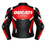 Ducati Corse Style Leather Motorcycle Jacket Black Red CE Armored Racing Jacket - Image 2
