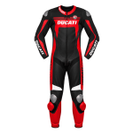 Ducati Corse Style Motorcycle Racing Leather Suit Black Red CE Armored Motorbike Suit