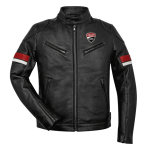 Ducati Urban Stripes Leather Jacket Black Motorcycle Biker Riding Jacket
