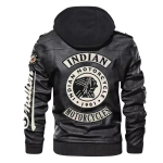 Indian Motorcycle Hooded Leather Biker Jacket Men’s Black Moto Coat - Image 3