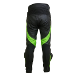 Men’s Kawasaki Racing Leather Motorcycle Pants Black Lime Green CE Knee Armor - Image 3
