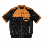 MCM Inspired Black Cognac Leather Tracksuit Jacket and Shorts Set - Image 3