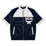 MCM Style Short Sleeve Leather Tracksuit Blue White Shorts Set with Hat - Image 3