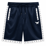 MCM Style Short Sleeve Leather Tracksuit Blue White Shorts Set with Hat - Image 4