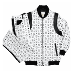 MCM Inspired Real Leather Tracksuit Black White Signature Set with Leather Hat