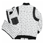 MCM Inspired Real Leather Tracksuit Black White Signature Set with Leather Hat - Image 2